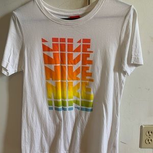 nike white rainbow tee